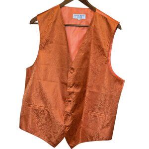 VESUVIO NAPOLI Men's Paisley Design Dress Vest Burnt Orange sz L